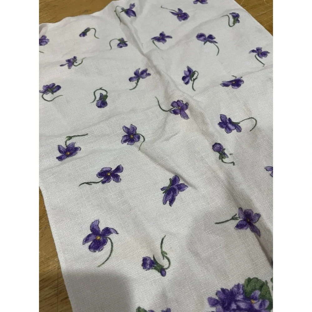 Vintage Kreier Linen Tea Towel‎ Violet Purple Flowers Wall Hanging 16x11 1/2